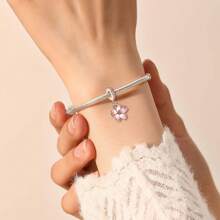 3D Swirling Silver-Plated Sakura Flower Pendant Charm, New Bestselling Suitable For DIY Bracelet/Necklace Wear, Popular Jewelry Making Birthday & Daily Jewelry Gift - Rose Gold - View 5