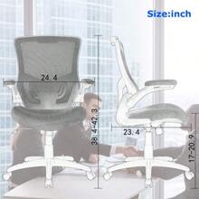 Office Chair Ergonomic Office Chair Desk Chair With Lumbar Support Flip Up Arms Modern Task Adjustable Swivel Rolling Executive Mesh Computer Chair Grey