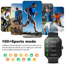 1 pezzo Orologio sportivo smart unisex, con molteplici modalità sportive, tracciamento della distanza, controllo della musica, otturatore telecamera remoto, chiamata senza fili, quadranti personalizzabili, notifiche smart, sveglia, meteo, batteria da 180mAh, schermo full da 1,83 pollici, compatibile con smartphone iOS e Android