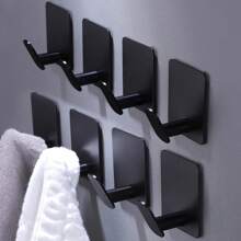 4pcs Adhesive Hooks, Coat Hooks, Bathroom Hangers, Hooks, No Drill Wall Hooks, Stainless Steel Bathroom Towel Hooks, Adhesive Metal Hooks, Sticky Towel Hooks, Stainless Steel Bathroom Hanging Hooks, Small Wall Hangers For Bathroom - Multicolor - View 2