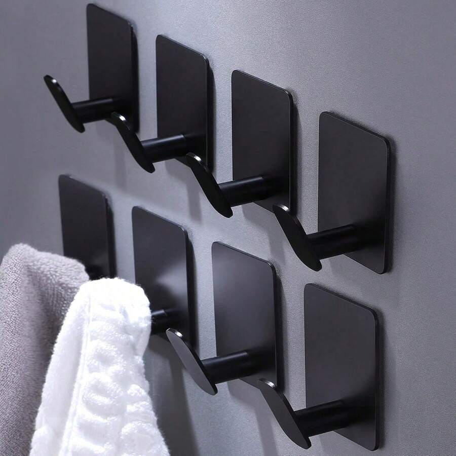 4pcs Adhesive Hooks, Coat Hooks, Bathroom Hangers, Hooks, No Drill Wall Hooks, Stainless Steel Bathroom Towel Hooks, Adhesive Metal Hooks, Sticky Towel Hooks, Stainless Steel Bathroom Hanging Hooks, Small Wall Hangers For Bathroom