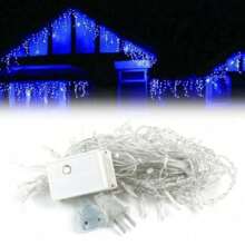 216 LED Window Fairy Curtain String Lights, 8 Modes Fairy Lights For Bedroom Wedding Party Home Garden Outdoor Indoor Wall Decorations - Màu xanh lam - Xem 5
