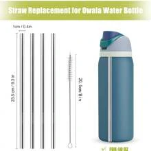 Pajitas de metal de repuesto para botellas de agua de 16 oz/24 oz 32 oz/40 oz, con 1 limpiador de pajitas, pajitas reutilizables de acero inoxidable compatibles con botellas de agua - 2/4/6 piezas - Pajitas de acero inoxidable Owala - Ver 7