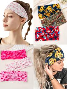 3 pièces/1 pièce Bandeau élastique à nœud de style bohème, bandeau de sport imprimé large, doux et respirant pour femmes et adolescentes, tenue décontractée et sportive, accessoires cheveux, turban, bandeau de transpiration, serre-tête