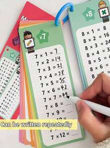 Children's Math Game Cards, Math Addition Subtraction Multiplication Division Flash Cards, Multiplication And Division Learning Toys, Suitable For Kids (Random Styles) (Pen And Ring Colors Random), Educational Math Writing Toys For Children