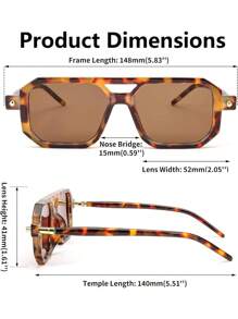 Vintage Square 70s Flat Aviator Fashion Glasses Women Men Classic Retro Stylish Frame Glasses ,Vacation Gift Party Driving Outfit Matching, Suitable For Various Face Shapes To Participate In Different Occasions.CK2622 - 003 豹紋鏡框 & 茶色鏡片 - 查看 7