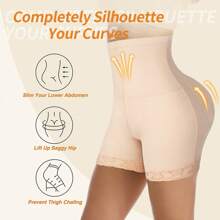 Women Butt Lifter Padded Lace Shapewear High Waist Tummy Control Panties Butt Shaping Hip Enhancer Body Shaper Fake Buttock Underwear Shorts - 米色 - 查看 7