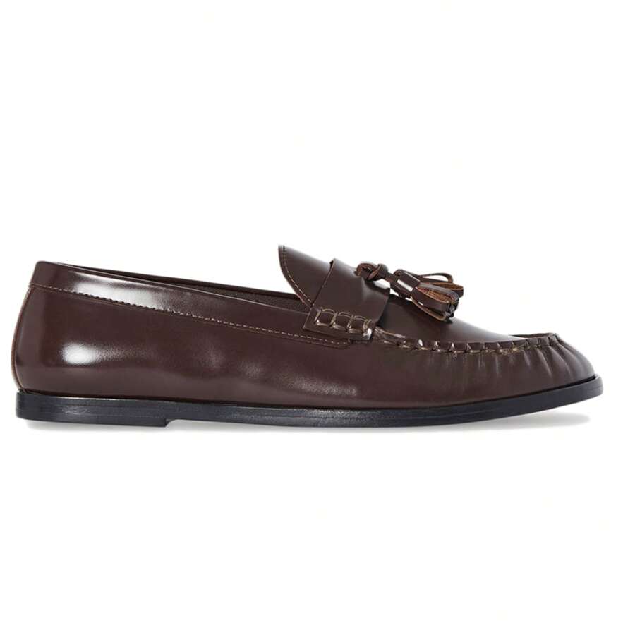 Penny Loafers For Women Casual Slip On Chunky Tassel Loafers Comfortable Office Dress Shoes - 棕色 - 查看 1