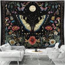 1pc vlinderpatroon wandtapijt, wanddecoratie wandtapijt voor kamerdecoratie, woondecoratie, 85 g/m² polyester perzikhuid fluweel dunne versie