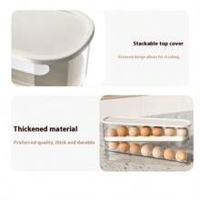 1pc Egg Storage Box With Cover, Rotating Egg Holder Rack, Refrigerator Side Door Egg Organizer, Made Of PP+PET