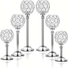 Elegant Metal Crystal Ball Glass Candle Holder With Windproof Glass Cover, Suitable For Restaurant, Living Room, Kitchen, Hotel Room, Show House Aromatherapy Candle Holder. Gold Crystal Candle Holder Home Decor, Candle Holder For Wedding, Candlelight Dinner, Applicable To Various Holidays, Christmas, Valentine's Day (Candles Not Included)