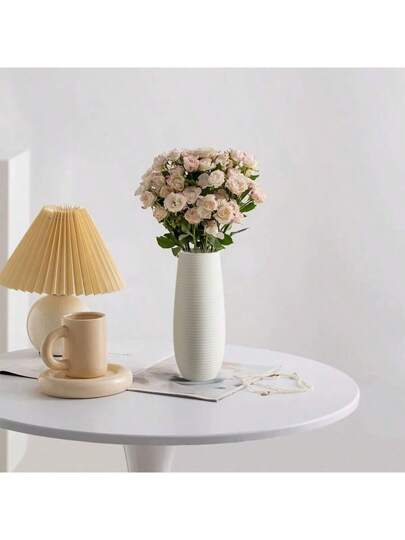 1pc Moderne Wit Herringbone Vase, Monobloc Material, Bedroom, Office, Living Room, Cabinet ation, Great Holidays Presents Birthday Graduation Home Room Flower Vase Glass view 10