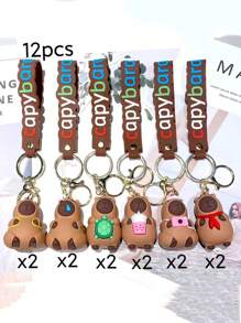 1 pieza Lindo llavero de peluche de Capibara, colgante para mochila, llavero, regalo, recuerdo, accesorios para la escuela o el auto, estilo gótico y Y2K