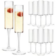 户外派对香槟杯套装，经典优雅透明香槟杯，适合结婚纪念日、生日派对、圣诞节，可重复使用的杯子
