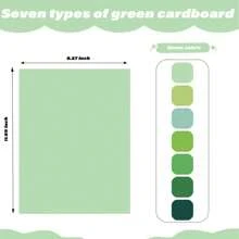 35pcs Green Cardstock Paper, 8.27" X 11.69", 7 Different Green Colors, Suitable For Scrapbooking, Crafts, Drawing, DIY