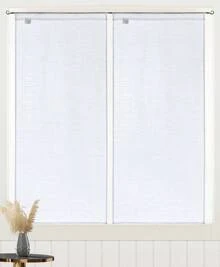 2 Horizontal Textured Sheer Curtains, Rod Loop Squeezed Voile Window Curtains, 70 X 150 Cm / 70 X 240 Cm - 白色 - 查看 1