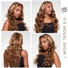 34 Inch 200% Density Highlight 13x4 Human Hair Lace Front Wigs Human Hair Pre Plucked Body Wave Glueless Wigs Human Hair For Black Women  4/27 Colored 13x4 Human Hair Lace Front Wigs - SP4/27 - 查看 8
