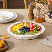 MALACASA Ceramic Baking Tray Set, Round Pie Dish With Bas-Relief,  White With Honeycombed Design, Baking Dish, Pie Pans, 1200ml - White - View 9