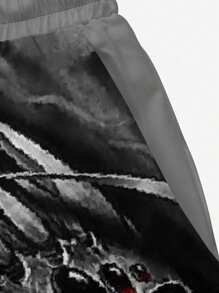 Men's Shorts Beach Pants, Casual Outdoor Sports, Halloween Skull Art 3D Digital Print, Daily Casual Holiday Home Drawstring Waist Lightweight Shorts - Grey - View 5