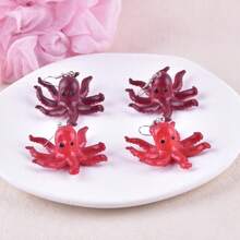 1 par de pendientes colgantes con diseño exagerado de pulpo 3D, joyería decorativa para fiestas