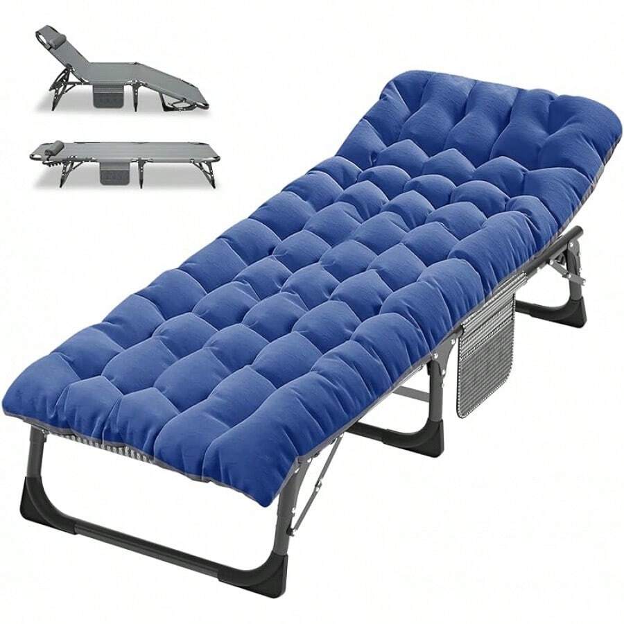 ABORON Oversized XXL Folding Camping Cot W/Mat For Adults, 78" L X 32" W X 18" H, Heavy Duty Outdoor Bed With Carry Bag,1200 D Layer Oxford Travel Camp Cots - Azure - 查看 1