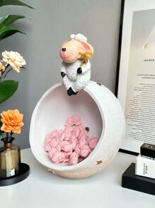 1pc Cute Resin Sheep Tray Desktop Decoration, Suitable For Office Desktop, Home And Holiday Decoration(Excluding Details Of Shooting Props, Please Refer To The Size Chart For Specific Physical Items)