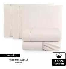 4-Piece King Size Sheet Set, Double Queen Size Percale, 200 Thread Count, 100% Plain Cotton, With Elastic, Soft Touch - 稻草 - 查看 3