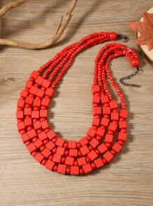 女士手工波西米亚风多层串珠长项链，时尚夸张音乐节走秀复古