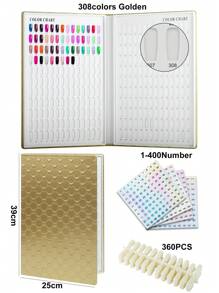 308/216/160/120 Marble Texture Professional Nail Art Display Book, DIY Nail Polish Color Chart Display Board, Includes Fake Nails Tools And Numbered Stickers, Premium Texture - Multicolor - View 26