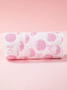 500pcs/Roll Pink & White Bow Pattern "Happy Birthday" Round Stickers, Baby Shower Gender Reveal Party Decorations, Birthday Party Gift Wrapping Stickers - Pink - View 8