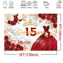 1 件可定制年份名称金色皇冠公主酒吧生日漂亮公主裙多彩花卉背景个性化名称年份设计装饰公主生日派对主题背景装饰横幅肖像摄影道具乙烯基