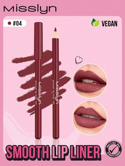 Misslyn Smooth Lip Liner Pencil, Long-Lasting Color, Intense Lip Color, Glides On Smoothly, Lip Liner, Natural Makeup Effect, High Color Payoff, Soft Pencil Core, Long-Lasting Smooth, Ultra-Matte Lip Liner Pencil, Brand Cosmetics, Facial Makeup Products, Suitable For Women And Girls, Winter Essential, Y2K Style, Fashion Versatile, Great Birthday Gift, Valentine's Day Gift, Party Essential, New Year Gift, Best Colors, Cruelty-Free And Vegan