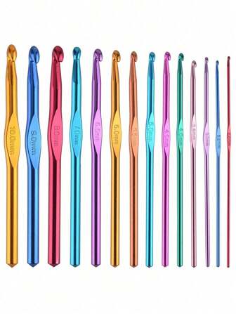 14pcs Multicolor Aluminum Crochet Hooks, 2-10mm Crochet Hook, Modern Iron Knitting Crochet Needle For Sewing, Aluminum Knitting Needles For Beginners And Experienced Crochet Hook Lovers