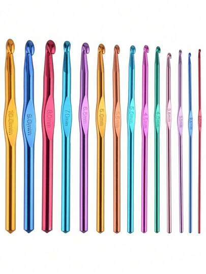 14pcs Multicolor Aluminum Crochet Hooks, 2-10mm Crochet Hook, Modern Iron Knitting Crochet Needle For Sewing, Aluminum Knitting Needles For Beginners And Experienced Crochet Hook Lovers