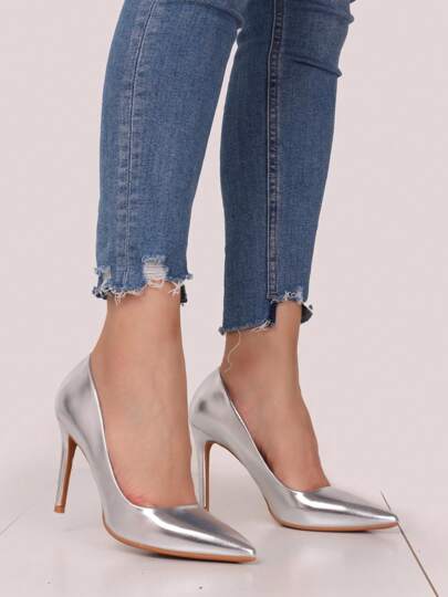 Stellameli Classic Pumps In Pu With 9.5 Heel With Removable Rhinestone Strap Stylish High Heels