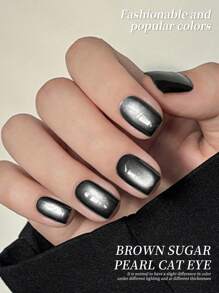 XEIJAYI 1Pc 15ML Black Pearl Cat Eye Nail Gel - Luxurious Deep Black With Iridescent Pearl Effect, Professional LED Gel Polish For Women's Salon & DIY Manicure, Long-Lasting Shine & Chip-Resistant, Perfect Gift For Nail Art Lovers - 黑色 - 查看 2