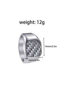 1 件全新男士专属不锈钢戒指，镶嵌碳纤维元素，简约珠宝 - 1366金色 - 查看 5