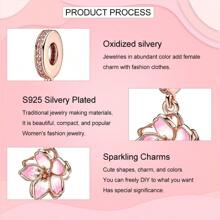 3D Swirling Silver-Plated Sakura Flower Pendant Charm, New Bestselling Suitable For DIY Bracelet/Necklace Wear, Popular Jewelry Making Birthday & Daily Jewelry Gift - Rose Gold - View 8