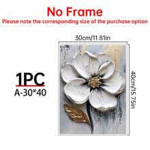 1 Pieza Pintura al óleo de flor blanca grande en 3D, Pintura de flor con textura gruesa en 3D, Arte de pared con textura floral, Arte en lienzo floral, Decoración de arte moderno para sala de estar, Arte botánico floral para decoración del hogar, Regalo, Decoración creativa de pared para el hogar, Dormitorio, Sala de estar, Cocina, Baño, Cafetería