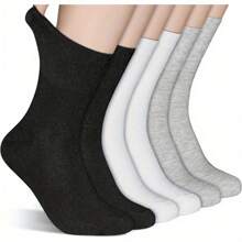 Seamless Toe, Extra Reinforced Heel, Loose & Breathable Crew Socks, Made Of Soft Polyester & Spandex Blend, Loose & Breathable, Comfortable Elastic Fit, Suitable For Diabetes Patients, Elderly And Pregnant Women, Unisex, Fall - Multicolor - View 2