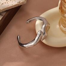 1 件 18K 多层珍珠不对称不锈钢手链，奢华时尚，适合派对、约会和办公室佩戴 - 銀色 - 查看 8