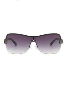 1pc Oversized Frame Wraparound Y2K Futuristic Fashion Glasses For Summer Beach Vacation,Outdoor,Travel - gradient gray - View 4