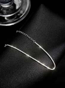 1pc Fashionable Adjustable Pure Silver Glitter Bracelet, Suitable For Women's Daily Wear | Jewelry Gift, Valentine's Day, Mother's Day Gift, Holiday Gift