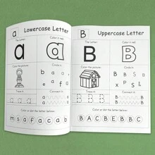 Cuaderno de trabajo de trazado del abecedario para niños de 3 a 6 años, incluye trazado de letras mayúsculas y minúsculas y trazado de líneas | Actividad de escritura a mano para preescolar y jardín de infantes | Esencial para el aprendizaje en el hogar y la escuela - Estilo Alfabético 1 - Ver 7