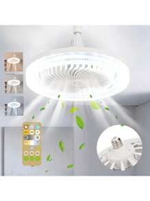 Ceiling Fan With Light And Remote Control, E27 Base, 3 Speed Wind Adjustment, 3000-6500k Dimmable LED Light For Bedroom, Kitchen - 透明水晶 - 查看 1