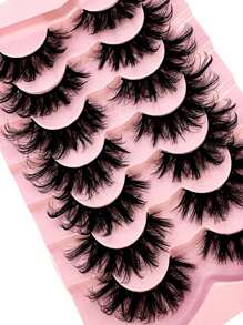 HBZGTLAD 7 Pairs Faux Mink Lashes Multipack Mink Lashes Fluffy False Eyelashes 22mm Full Wispy Lashes 8D Volume Curly Fake Eyelashes - Màu xanh lam - Xem 1
