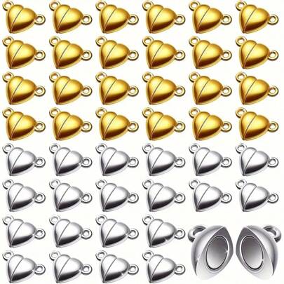 10/20/30pcs Heart Shaped Magnetic Clasps DIY Jewelry Necklace Bracelet Making Accessories