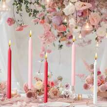 4 件装多色 10 英寸和 8 英寸条纹蜡烛棒，无烟无味，燃烧时间长，创意蜡烛，祈祷蜡烛，适用于家居装饰、节日、生日派对、婚礼、浪漫烛光晚餐、夏季蜡烛季、放松蜡烛、石蜡蜡烛、女性礼品蜡烛 - 彩色 - 查看 4