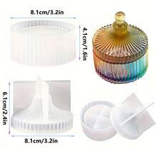 1pc Nordic Style Striped Storage Box Plaster Resin Silicone Mold, Dual-Function European Candle Holder + Storage Decorative Item, Minimalist Personalized INS Style Home Decor Mold