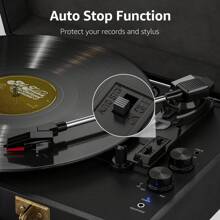 SILWISUN Vinyl Record Player 3-Speed Bluetooth Portable Suitcase Belt-Driven Record Player With 2 Built-In Stereo Speakers Vinyl Vintage Turntable Phonograph Records Player With RCA Line Out, AUX Out